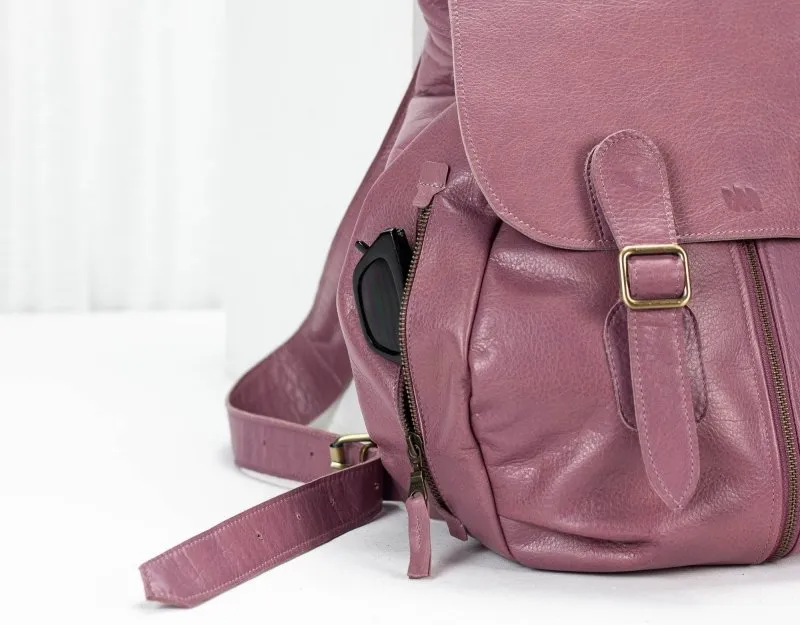 Artemis backpack - Old rose pink leather