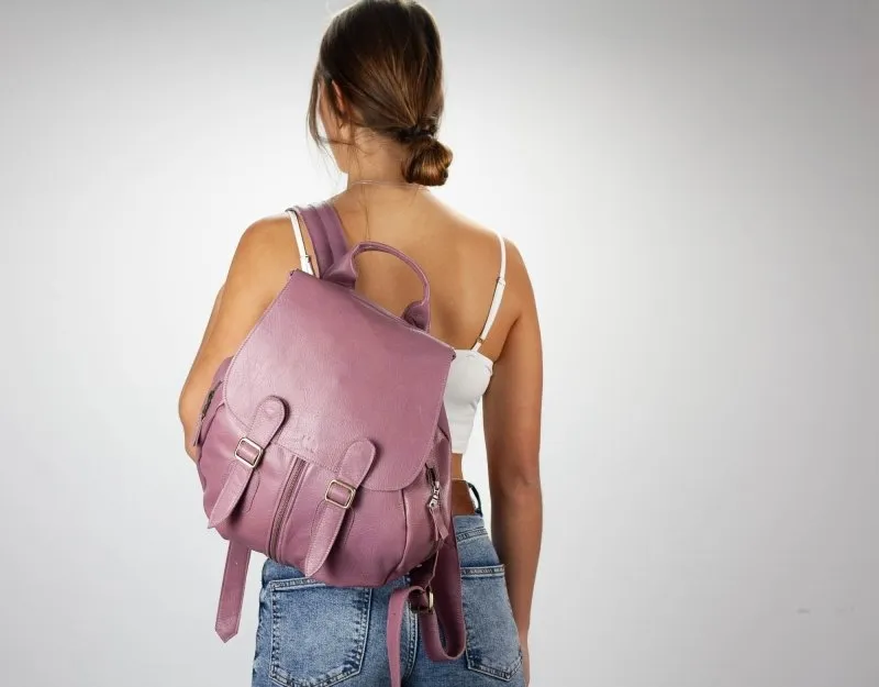 Artemis backpack - Old rose pink leather