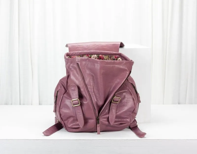 Artemis backpack - Old rose pink leather