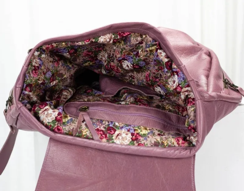 Artemis backpack - Old rose pink leather
