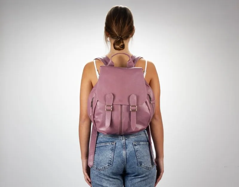Artemis backpack - Old rose pink leather