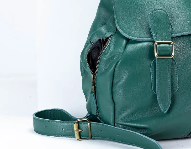 Artemis backpack - Petrol green leather