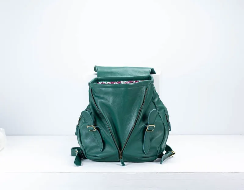 Artemis backpack - Petrol green leather