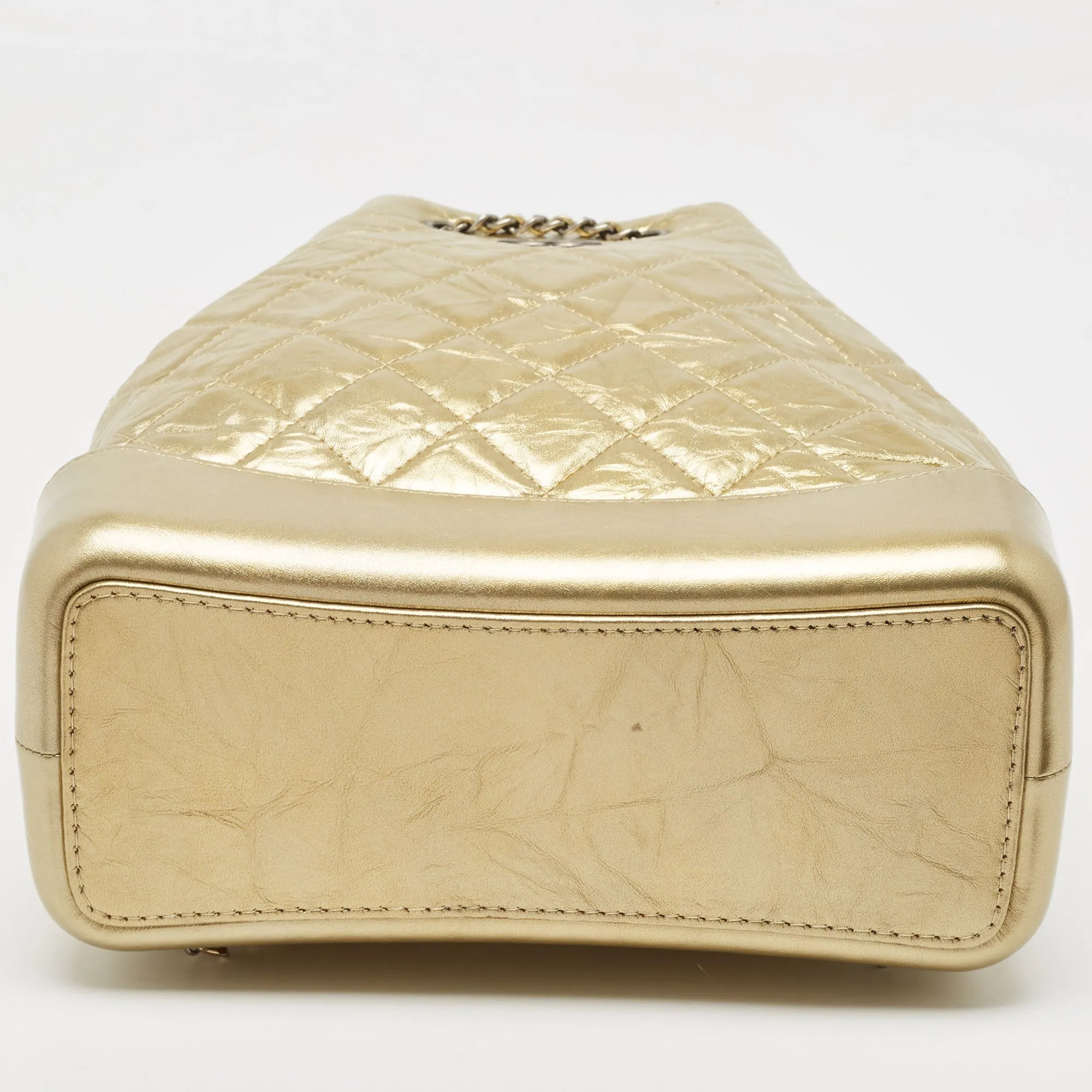 CHANEL Gold Quilted Aged Leather Small Gabrielle Backpack