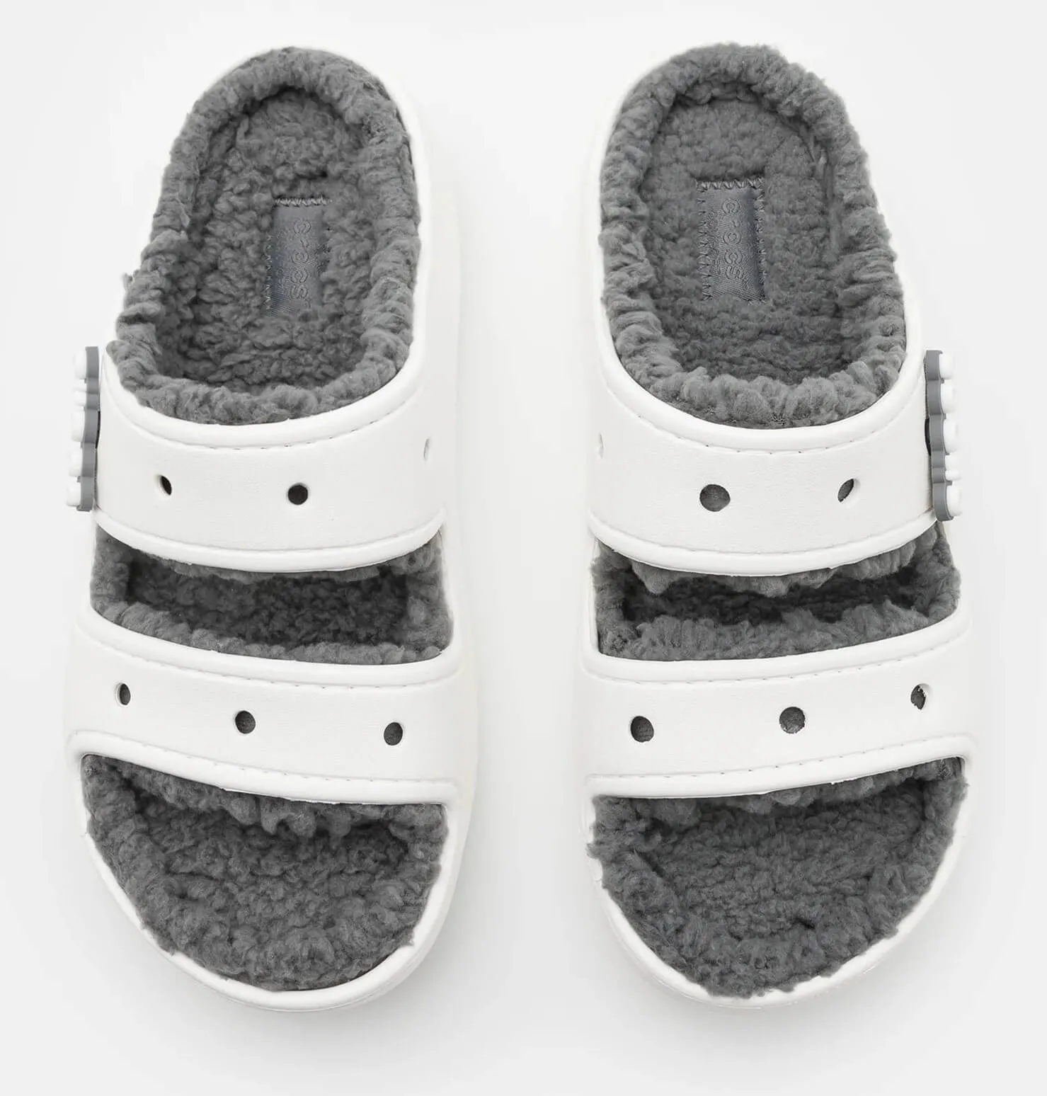 Crocs Classic Cozzzy Unisex Sandals with Warm Lining, White/Grey