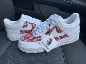 Custom Air Force 1 Red Dior Logo