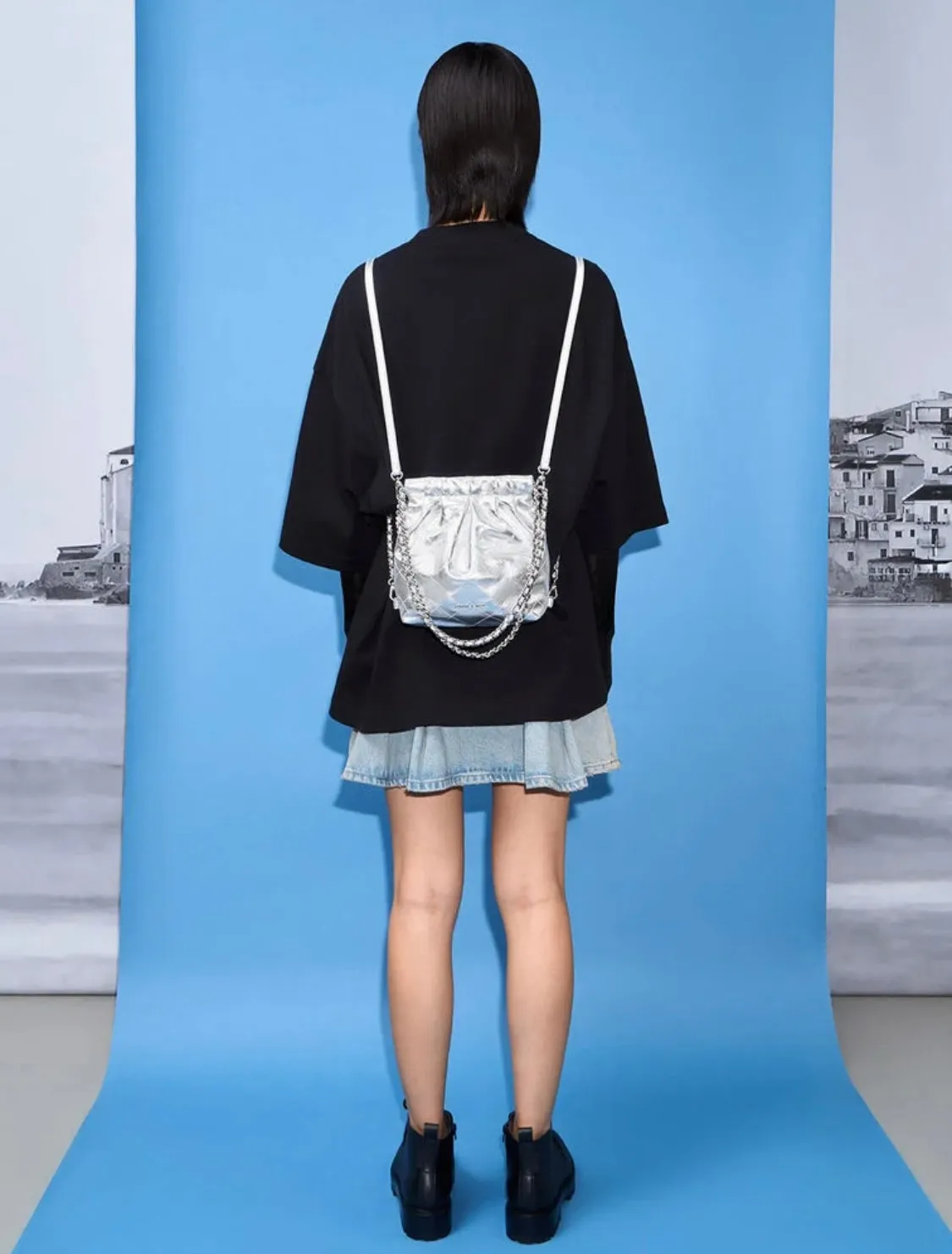 Duo Chain-Handle Two-Way Backpack