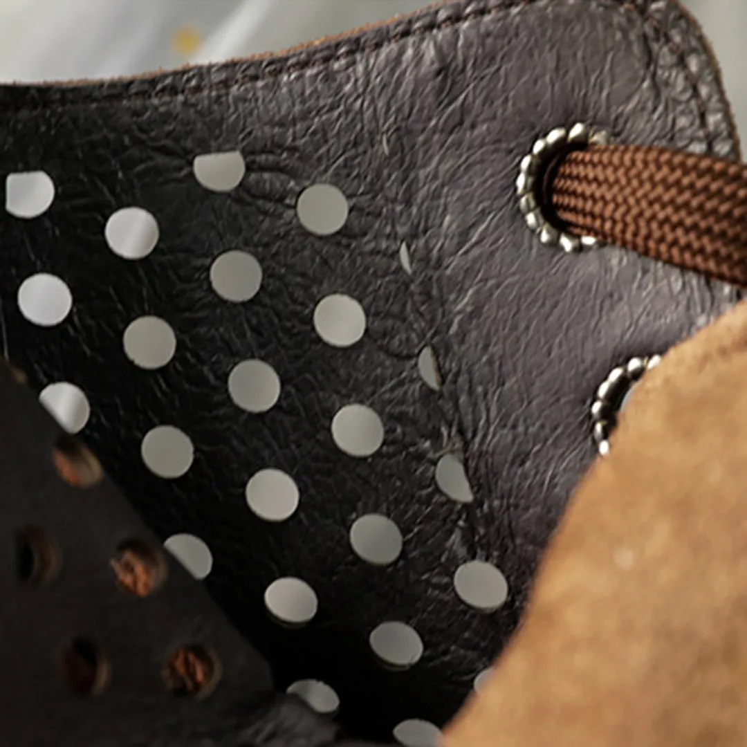 Eyelets Lace Up Mid Heel Boots