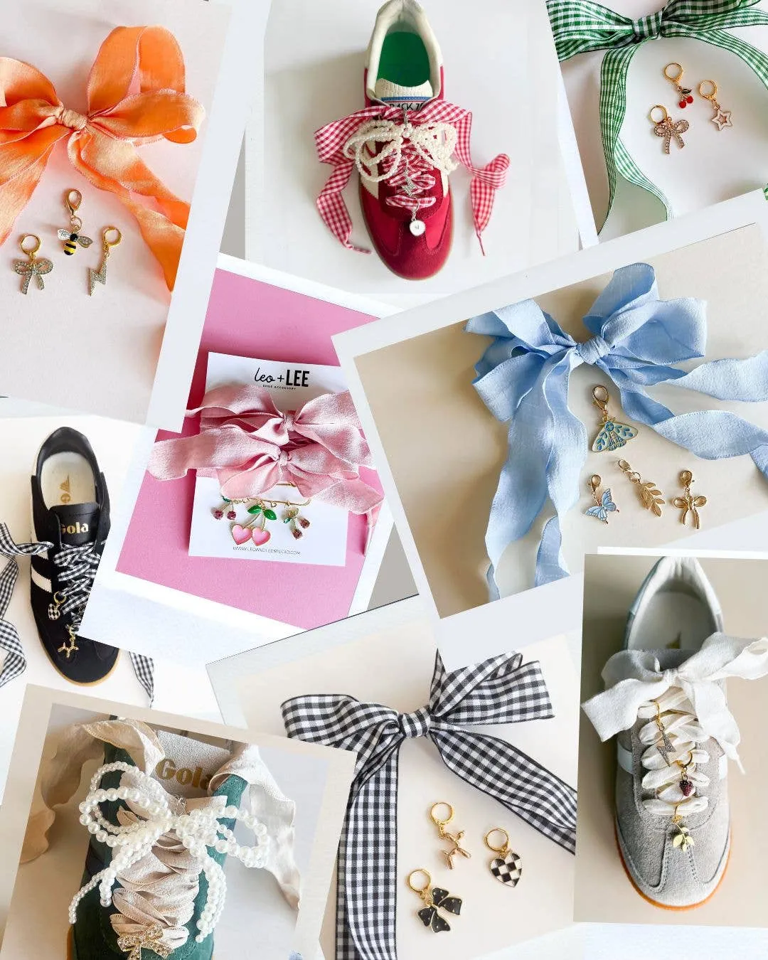 Gingham Shoe Charms and Lace Sets Sneaker Charm Sets