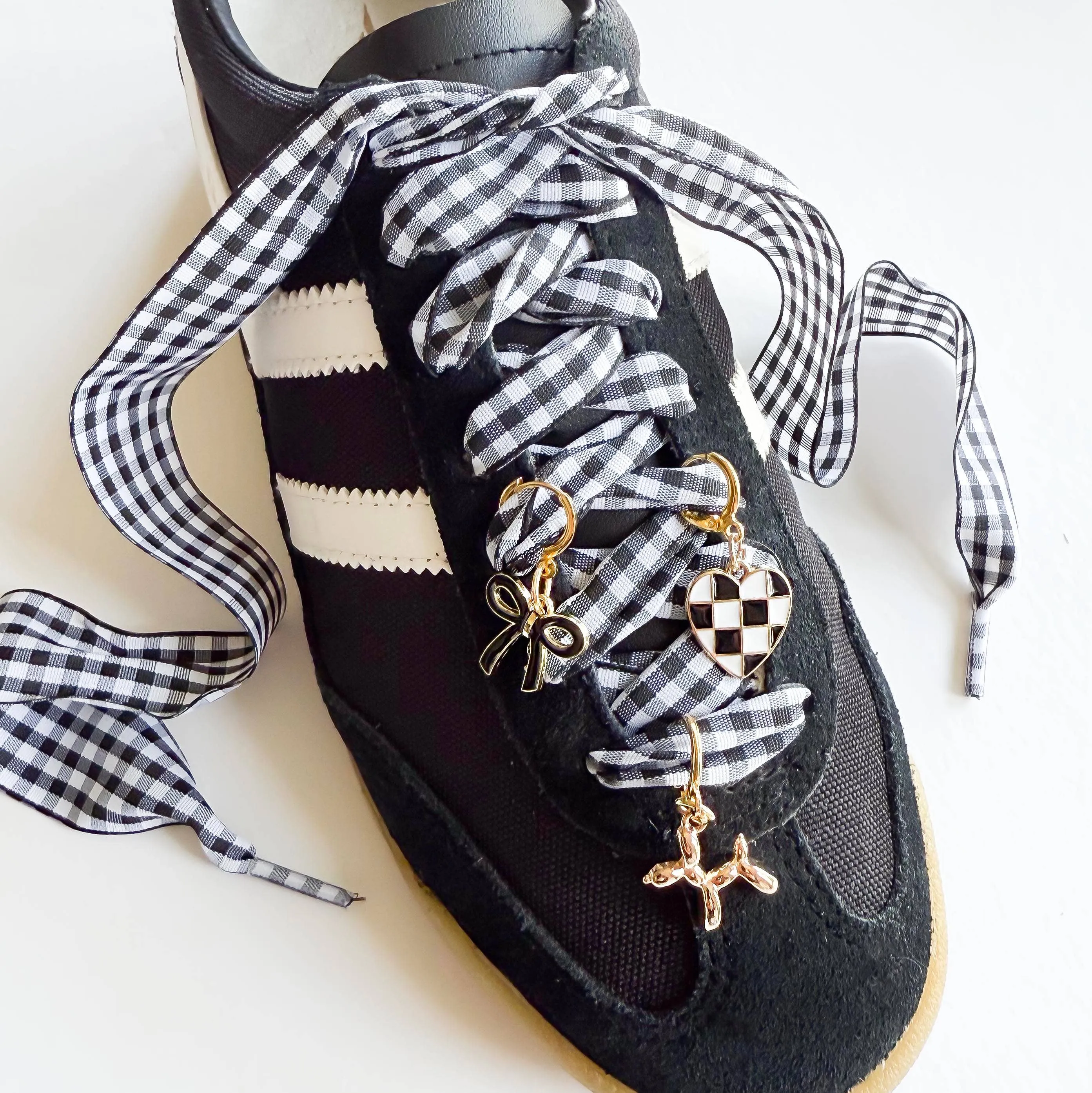 Gingham Shoe Charms and Lace Sets Sneaker Charm Sets