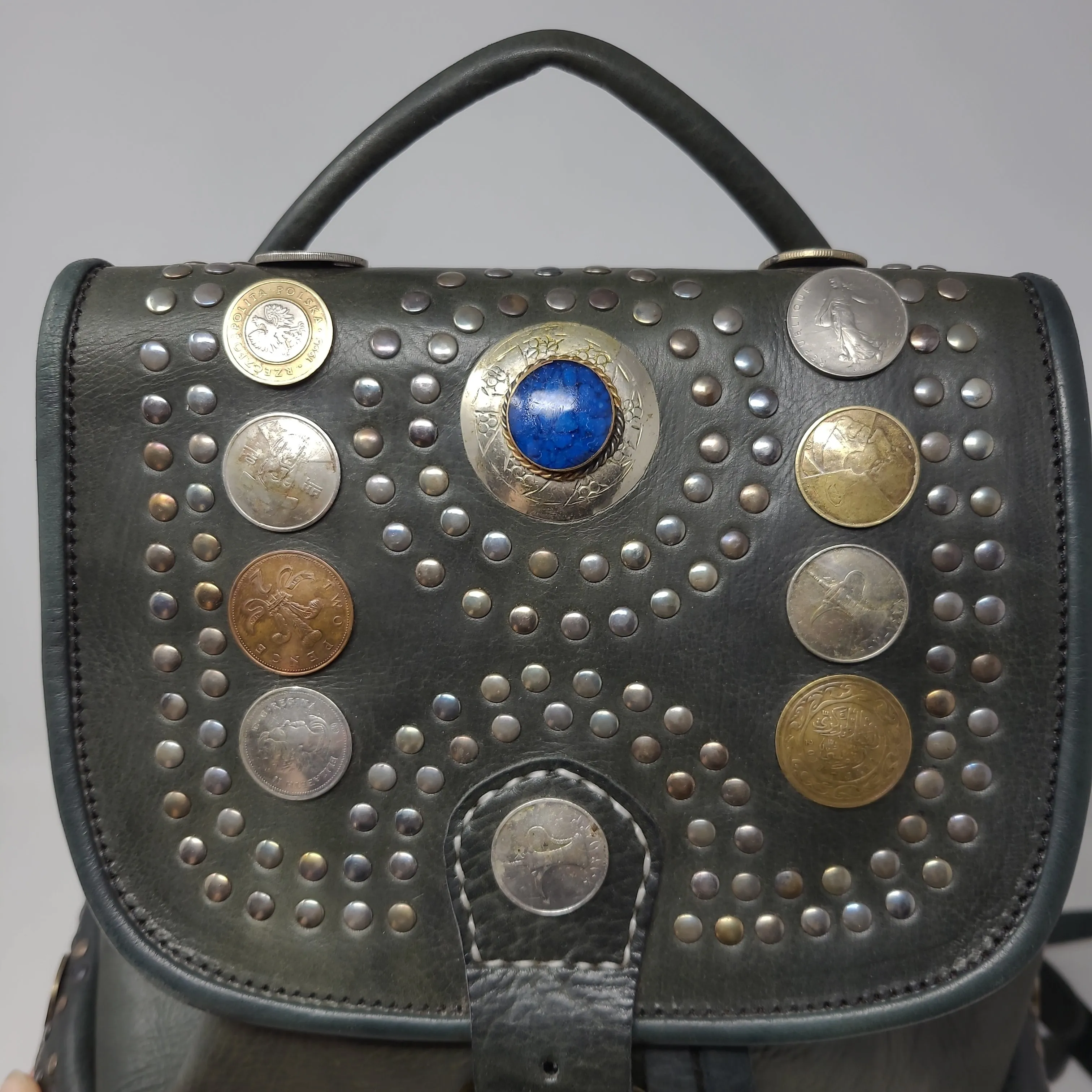 MOROCCAN LEATHER BACKPACK OLIVE