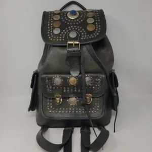 MOROCCAN LEATHER BACKPACK OLIVE