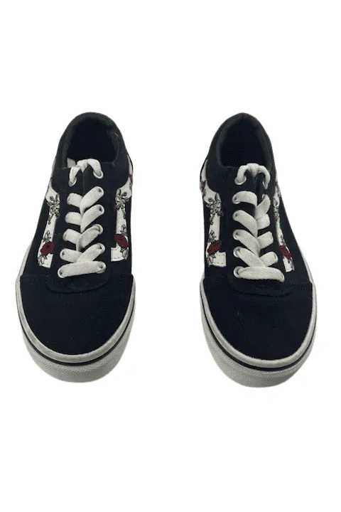 Vans toddler girls gymshoes in black floral size 11