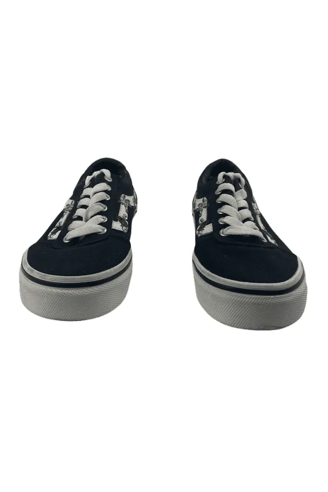 Vans toddler girls gymshoes in black floral size 11