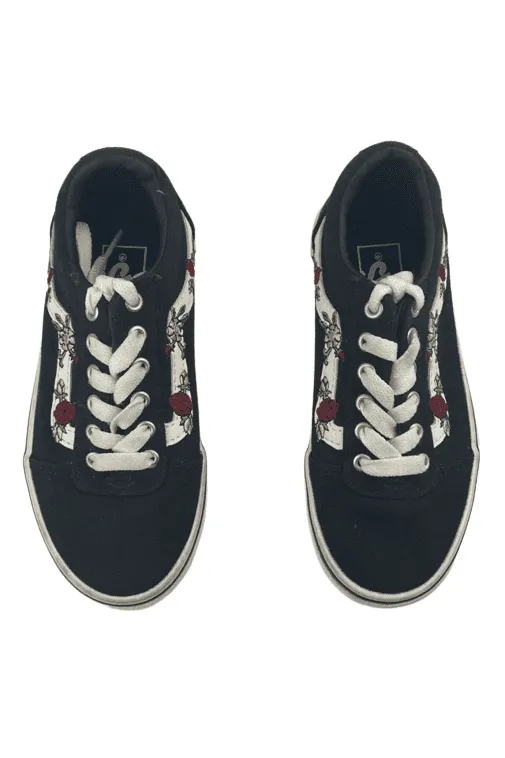 Vans toddler girls gymshoes in black floral size 11