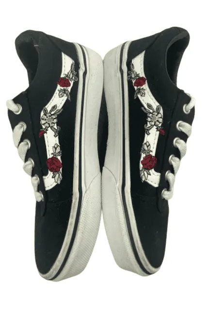 Vans toddler girls gymshoes in black floral size 11